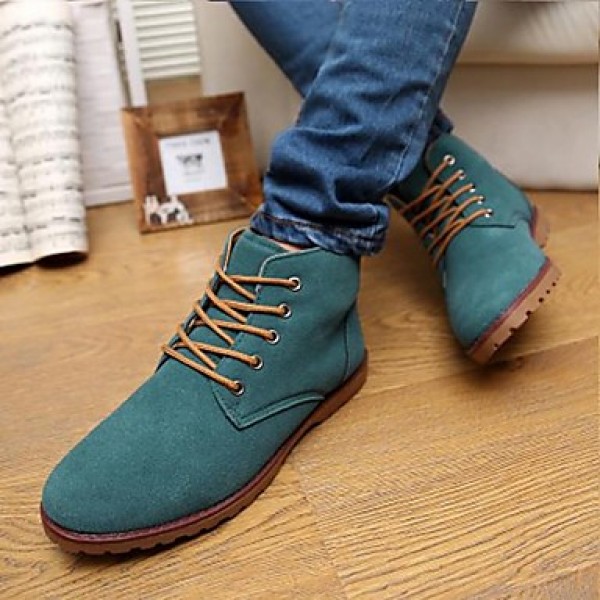 Shoes Leatherette Casual Boots Casual Flat Heel Lace-up Black / Blue / Yellow / Green