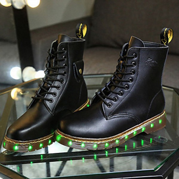 7 Colors Luminous Shoes Men Women Unisex Couple Lace-Up Toe Boot Martin boots Fashion Casual Flat Led Shoes Usb Charging