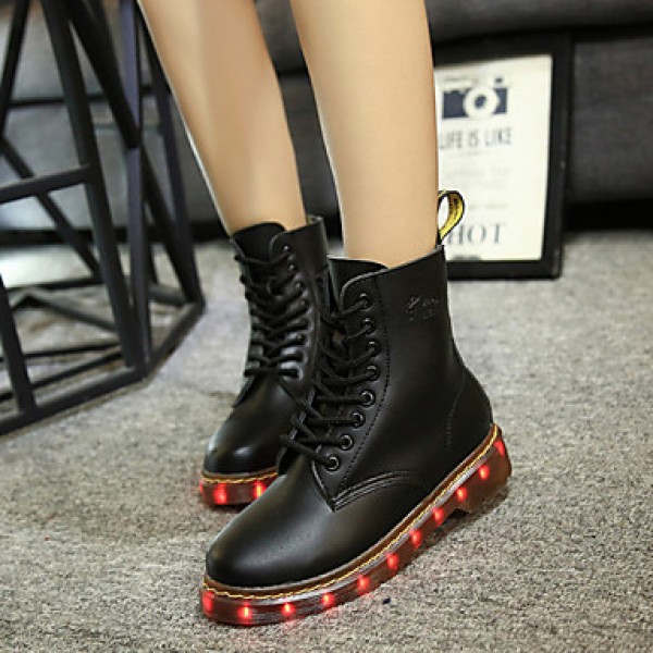 7 Colors Luminous Shoes Men Women Unisex Couple Lace-Up Toe Boot Martin boots Fashion Casual Flat Led Shoes Usb Charging