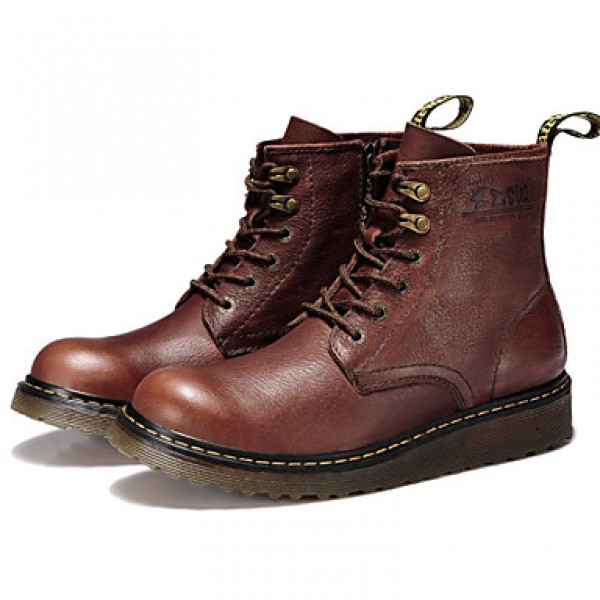 Shoes Outdoor / OfficeCareer / Casual Leather Boots Black / Brown