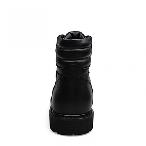 Shoes Leather Casual Boots Casual Low Heel Lace-up Black