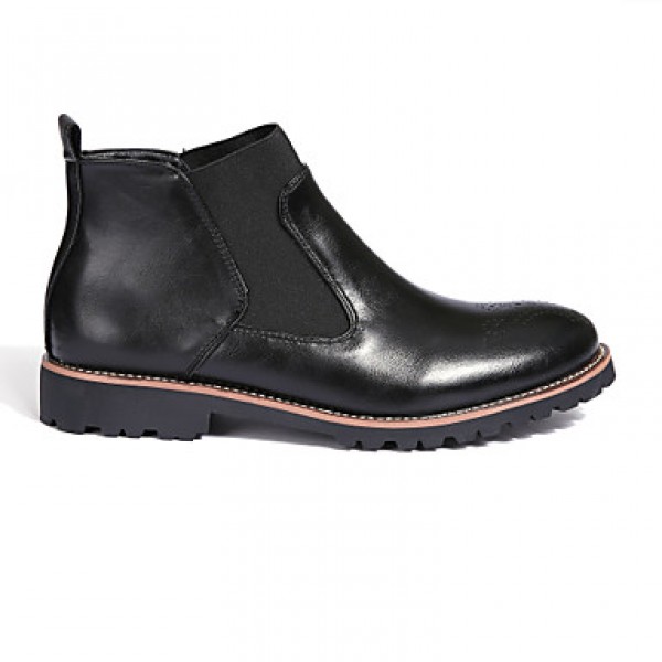 Shoes Leather OfficeCareer / Casual Boots OfficeCareer / Casual Low Heel Split Joint Black / Brown / Burgundy