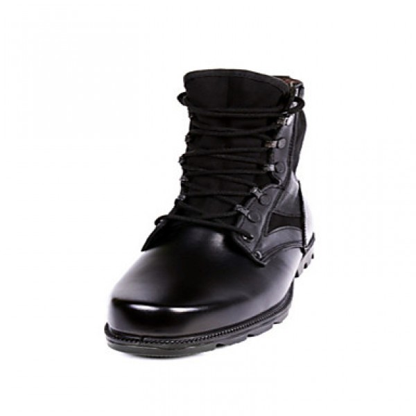 Shoes Leather / Canvas Outdoor / Athletic Boots Outdoor / Athletic Flat Heel Lace-up Black