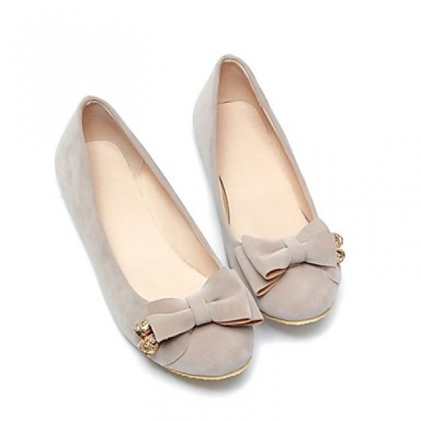 Women's Spring / Summer / Fall / Winter Ballerina Fleece Office & Career / Dress / Casual Flat Heel Bowknot Brown / Green / Red / Beige