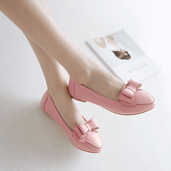 Women's Spring / Summer / Fall / Winter Pointed Toe Leatherette Outdoor / Office & Career / Dress / Casual Flat Heel Black / Pink / White