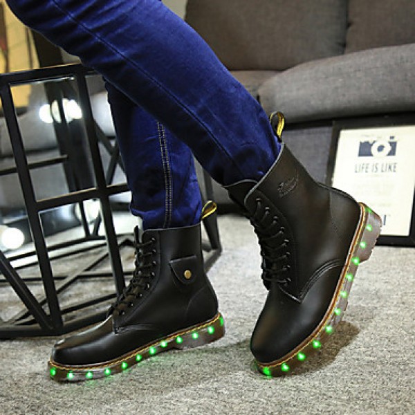 7 Colors Luminous Shoes Men Women Unisex Couple Lace-Up Toe Boot Martin boots Fashion Casual Flat Led Shoes Usb Charging