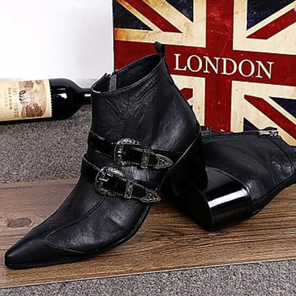 Shoes Limited Edition Pure Handmade Outdoor / PartyEvening Leather Fashion Boots Black