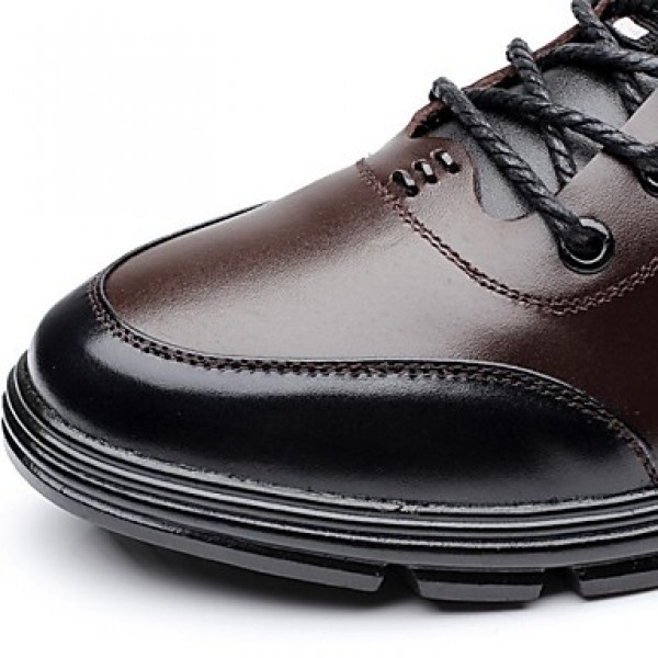 Men's Shoes Leather Office & Career / Casual Oxfords Office & Career / Casual Flat Heel Lace-up Black / Brown