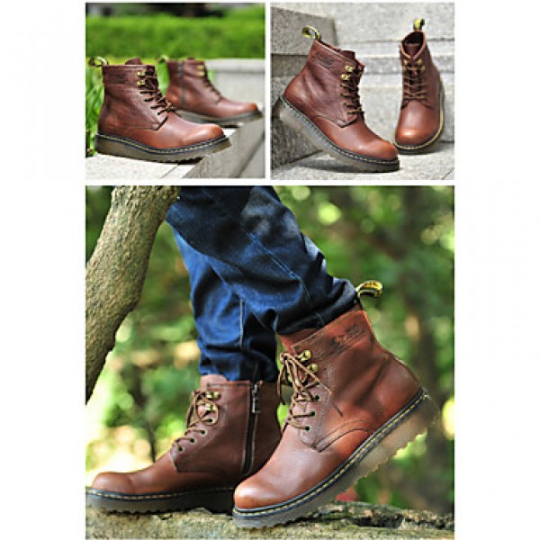 Shoes Outdoor / OfficeCareer / Casual Leather Boots Black / Brown