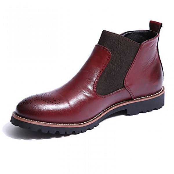 Shoes Leather OfficeCareer / Casual Boots OfficeCareer / Casual Low Heel Split Joint Black / Brown / Burgundy