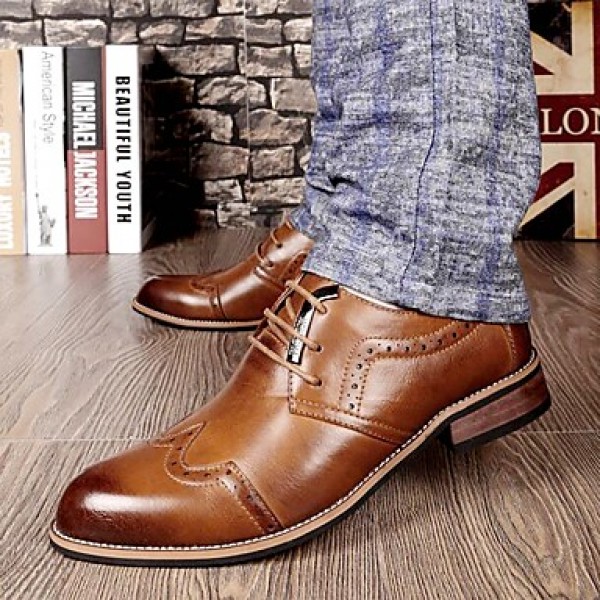 Men's Shoes 2016 Inner Height Increasing Party / Office Black/Brown Comfort Leather Oxfords for Sales Promotions