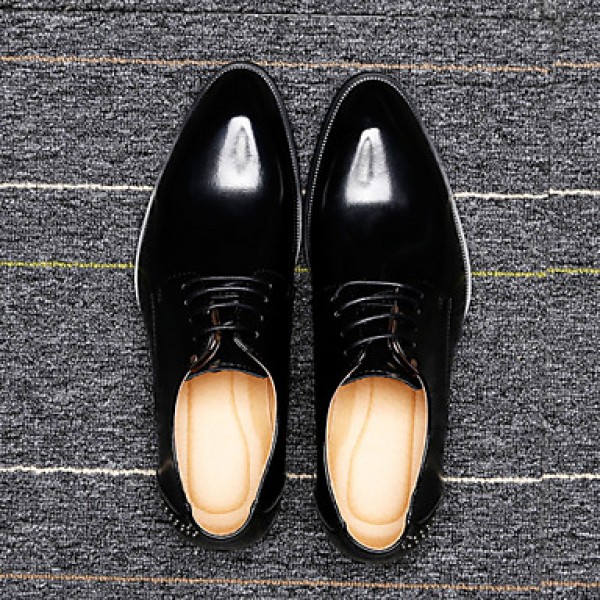 Men's Shoes 2016 New Style Hot Sale Party/Office/Casual Black/Burgundy Patent Leather Oxfords