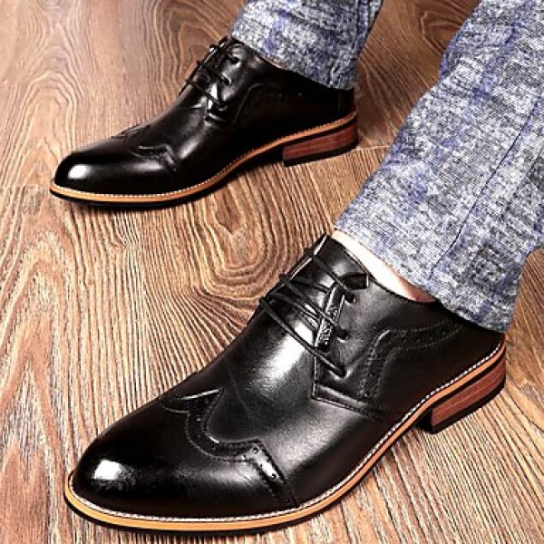 Men's Shoes 2016 Inner Height Increasing Party / Office Black/Brown Comfort Leather Oxfords for Sales Promotions