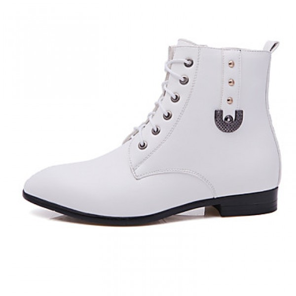 Shoes Leather / Leatherette Outdoor / Casual / Athletic Boots Outdoor / Casual / Athletic Flat Heel Rivet Black / White