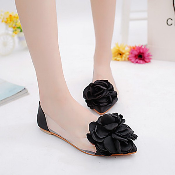 Women's Flats Spring / Fall Ballerina / Pointed Toe Leatherette Outdoor / Office & Career / Casual Flat Heel Applique