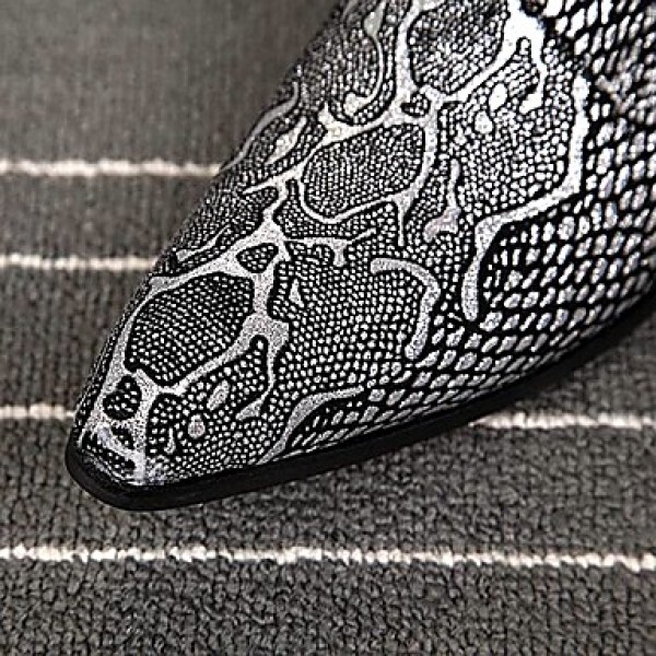 Men's Shoes Limited Edition Oriental Temperament Nightclub/Party Top Layer Leather Oxfords Silver