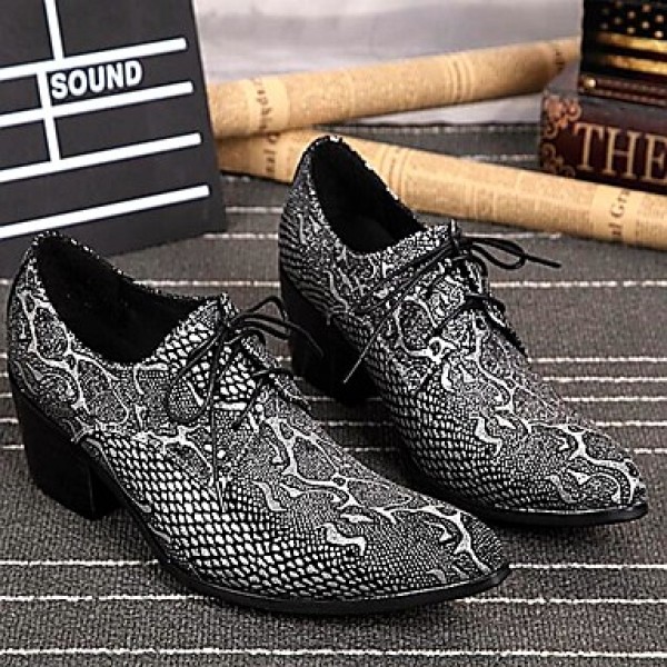 Men's Shoes Limited Edition Oriental Temperament Nightclub/Party Top Layer Leather Oxfords Silver