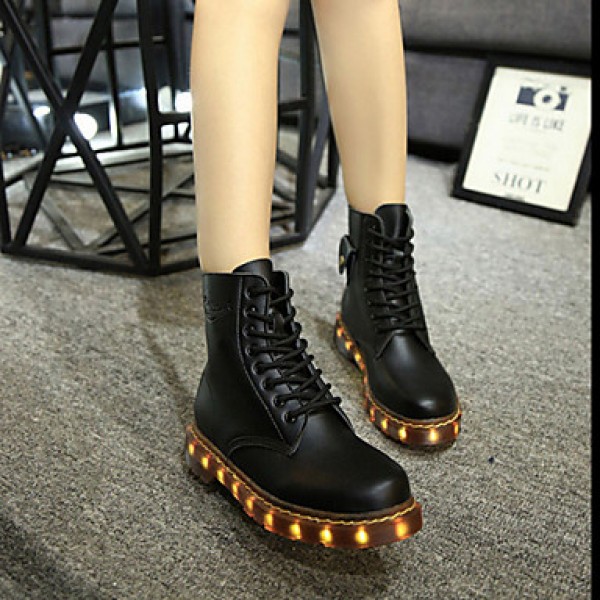 7 Colors Luminous Shoes Men Women Unisex Couple Lace-Up Toe Boot Martin boots Fashion Casual Flat Led Shoes Usb Charging