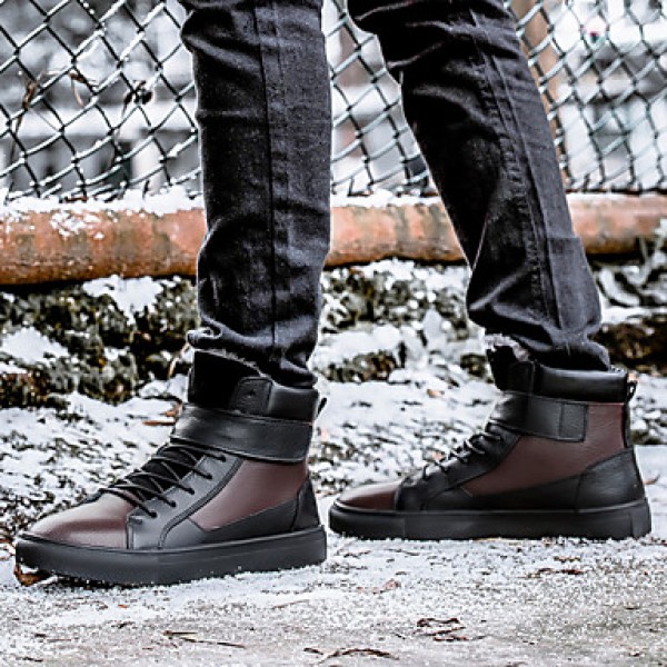 Shoes Casual Leather Boots Black / Brown