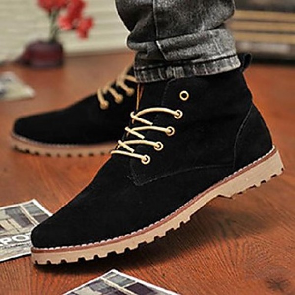 Shoes Leatherette Casual Boots Casual Flat Heel Lace-up Black / Blue / Yellow / Green