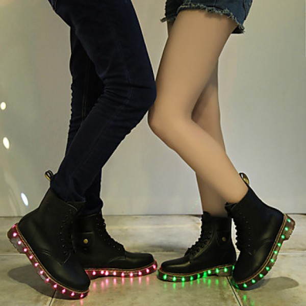 7 Colors Luminous Shoes Men Women Unisex Couple Lace-Up Toe Boot Martin boots Fashion Casual Flat Led Shoes Usb Charging