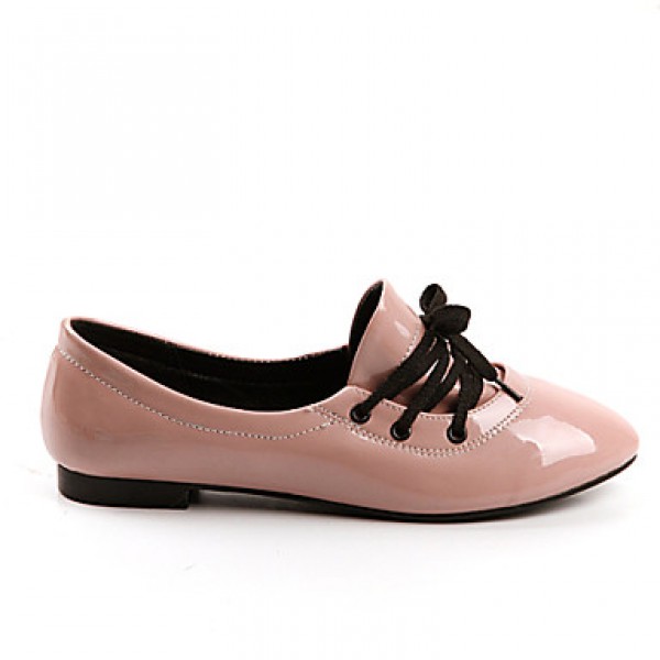 Women's / Girl's Spring / Summer / Fall / Winter Pointed Toe Patent Leather Outdoor / Dress / Casual Flat Heel Lace-upBlack / Pink /