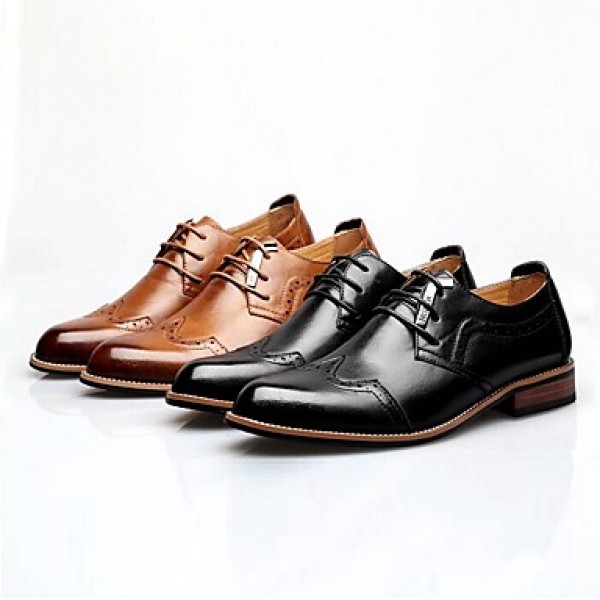 Men's Shoes 2016 Inner Height Increasing Party / Office Black/Brown Comfort Leather Oxfords for Sales Promotions