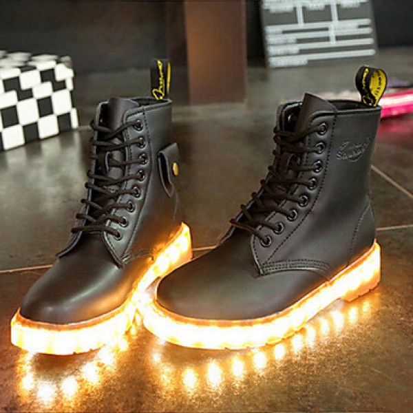 7 Colors Luminous Shoes Men Women Unisex Couple Lace-Up Toe Boot Martin boots Fashion Casual Flat Led Shoes Usb Charging