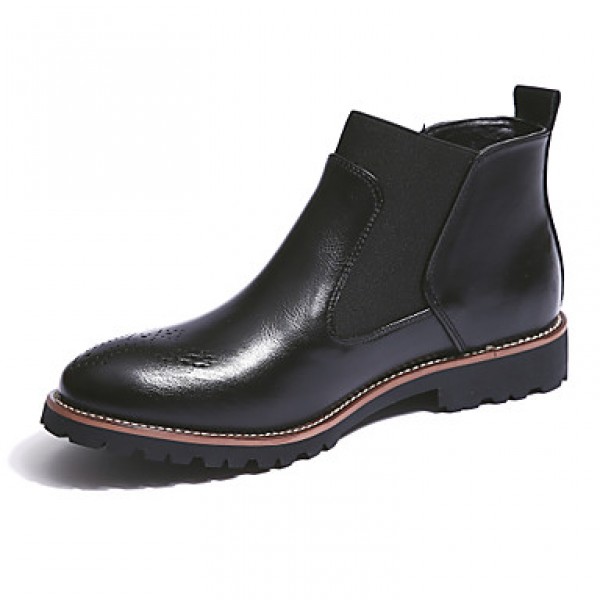 Shoes Leather OfficeCareer / Casual Boots OfficeCareer / Casual Low Heel Split Joint Black / Brown / Burgundy