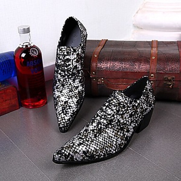 Men's Shoes Limited Edition Pure Handmade Wedding/Party & Evening Leather Oxfords Black/Wine