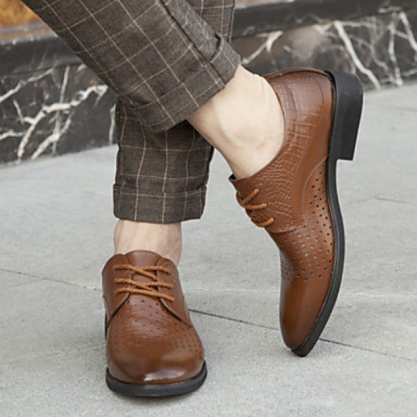 Men's Shoes Casual/Party & Evening/Office & Career Fashion Breathable Leather Shoes Black/Brown 38-44