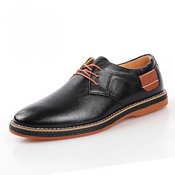 Men's Shoes Outdoor / Office & Career / Athletic / Casual Leather Oxfords Black / Blue / Brown