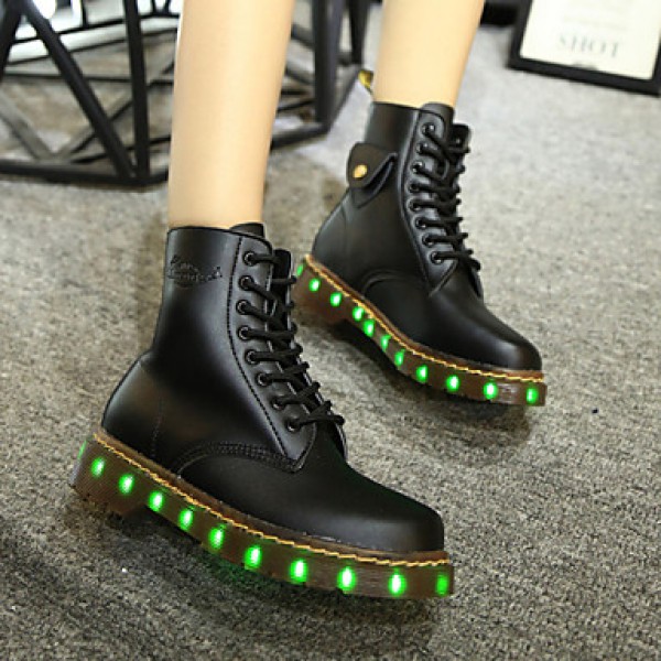 7 Colors Luminous Shoes Men Women Unisex Couple Lace-Up Toe Boot Martin boots Fashion Casual Flat Led Shoes Usb Charging