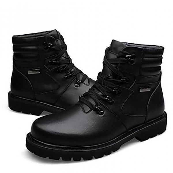 Shoes Leather Casual Boots Casual Low Heel Lace-up Black