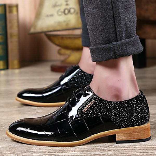 Men's Shoes Office & Career/Party & Evening/Casual Fashion Woven Patent Leather Oxfords Shoes Black/Red 38-43