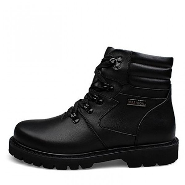 Shoes Leather Casual Boots Casual Low Heel Lace-up Black