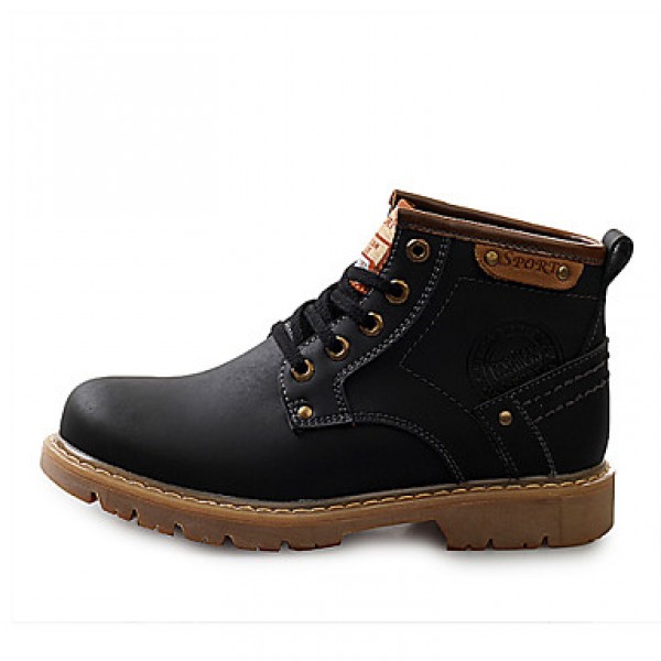 Shoes Leather OfficeCareer / Casual Boots OfficeCareer / Casual Flat Heel Lace-up Black / Brown