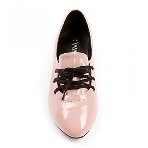 Women's / Girl's Spring / Summer / Fall / Winter Pointed Toe Patent Leather Outdoor / Dress / Casual Flat Heel Lace-upBlack / Pink /