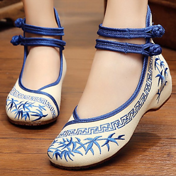 Women's Shoes Canvas Spring / Summer / Fall Mary Jane / Comfort Flats Casual Flat Heel Buckle / Flower Blue / Green