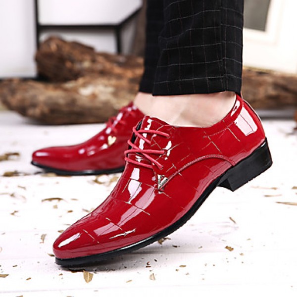 Men's Shoes Office & Career/Party & Evening/Casual Fashion Patent Leather Oxfords Shoes Black/Red 38-43