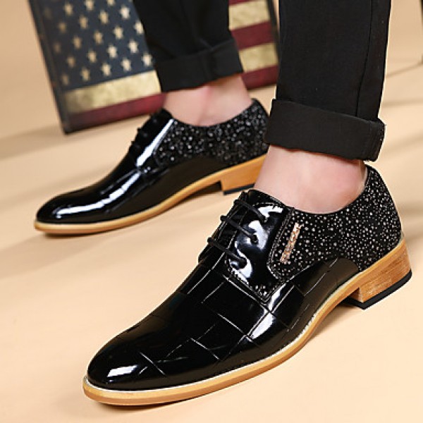 Men's Shoes Office & Career/Party & Evening/Casual Fashion Woven Patent Leather Oxfords Shoes Black/Red 38-43