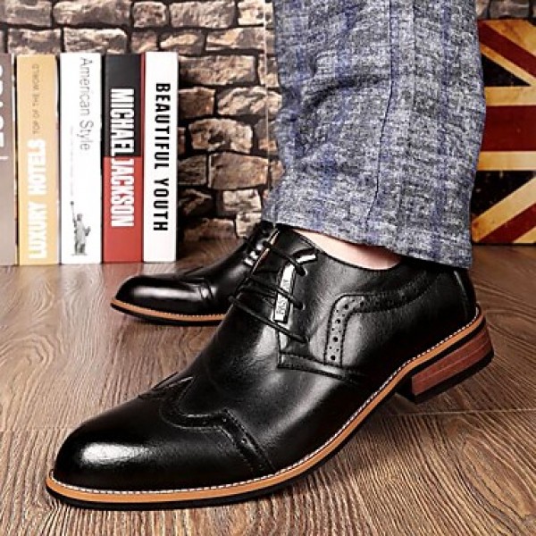 Men's Shoes 2016 Inner Height Increasing Party / Office Black/Brown Comfort Leather Oxfords for Sales Promotions