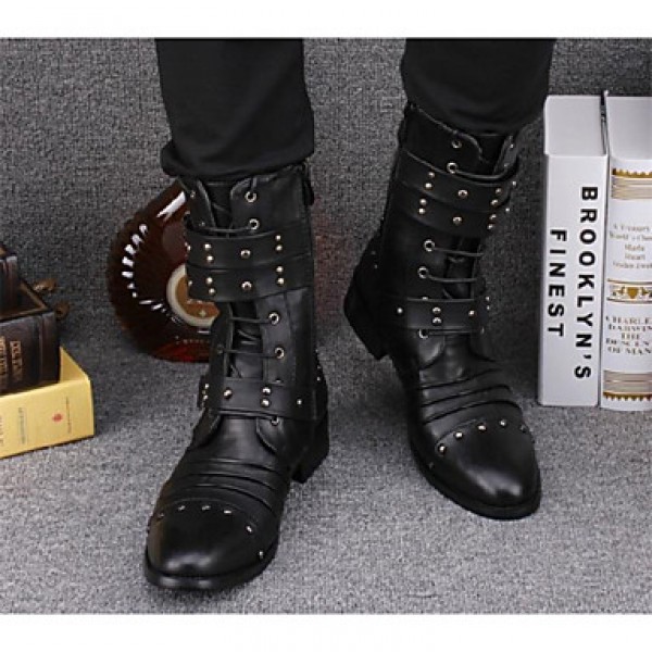 Shoes Casual Leather Boots Black