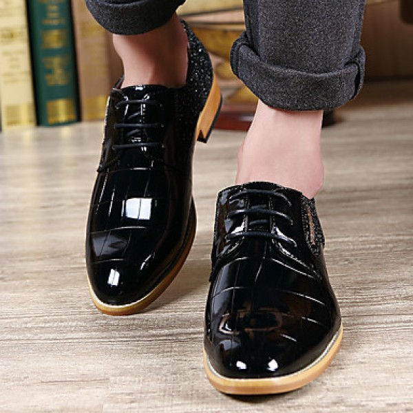 Men's Shoes Office & Career/Party & Evening/Casual Fashion Woven Patent Leather Oxfords Shoes Black/Red 38-43