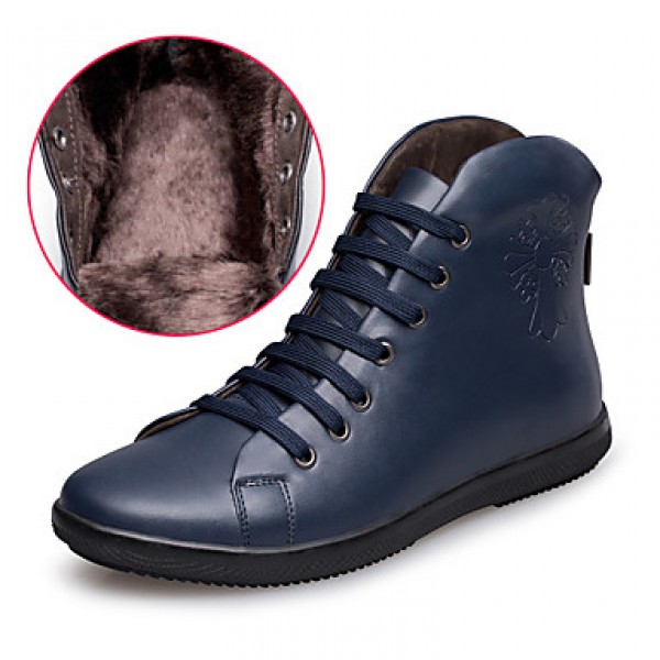 Shoes Leather Outdoor / OfficeCareer / Casual Boots Outdoor / OfficeCareer / Casual Flat Heel Lace-up Black / Blue