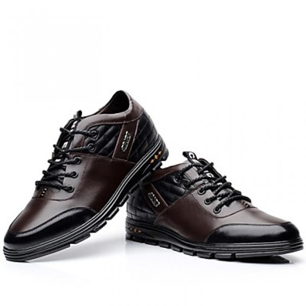 Men's Shoes Leather Office & Career / Casual Oxfords Office & Career / Casual Flat Heel Lace-up Black / Brown