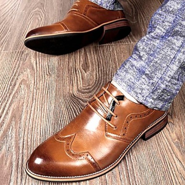 Men's Shoes 2016 Inner Height Increasing Party / Office Black/Brown Comfort Leather Oxfords for Sales Promotions