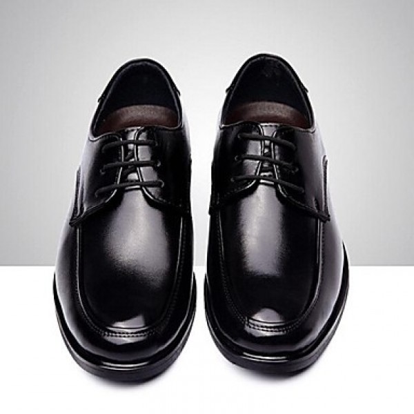 Men's Shoes Leather Casual Oxfords Casual Low Heel Lace-up Black