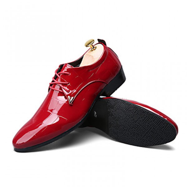 Men's Shoes Office & Career/Party & Evening/Casual Fashion Patent Leather Oxfords Shoes Black/Red 38-43