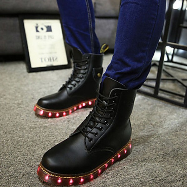 7 Colors Luminous Shoes Men Women Unisex Couple Lace-Up Toe Boot Martin boots Fashion Casual Flat Led Shoes Usb Charging